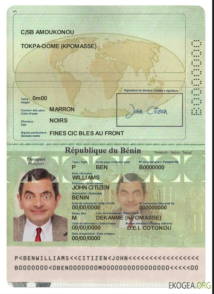 Passeport béninois template Passeport béninois template